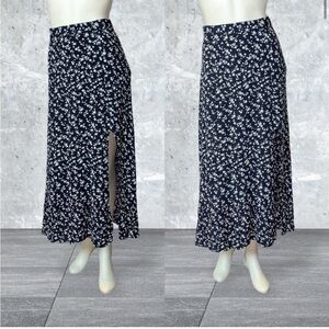 & Other Stories Black Ditsy Floral Midi Skirt